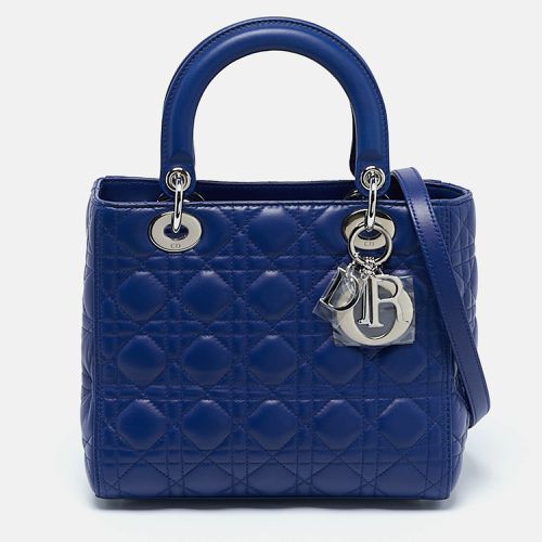 Dior Blue Cannage Leather Medium Lady Dior Tote - Dior - Modalova