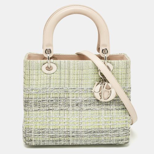 Dior Green/Beige Leather and Tweed Medium Lady Dior Tote - Dior - Modalova