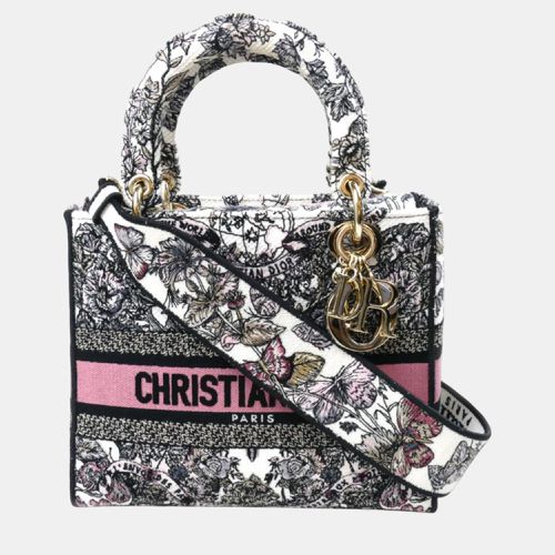 Christian Gray Pink White Butterfly Around The World Lady D-Lite Medium Shoulder Bag - Dior - Modalova