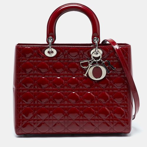 Dior Red Cannage Patent Leather Large Lady Dior Tote - Dior - Modalova