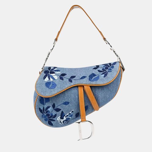 Christian Dior Blue Denim Embroidered Saddle Handbag - Dior - Modalova