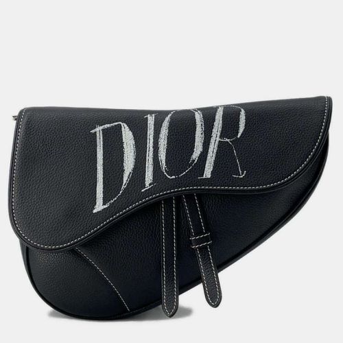 Christian Dior Leather Black Saddle Body Bag - Dior - Modalova