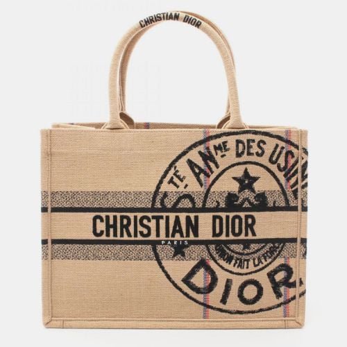 Christian Jute Canvas Multicolor Medium Union Tote Bag - Dior - Modalova