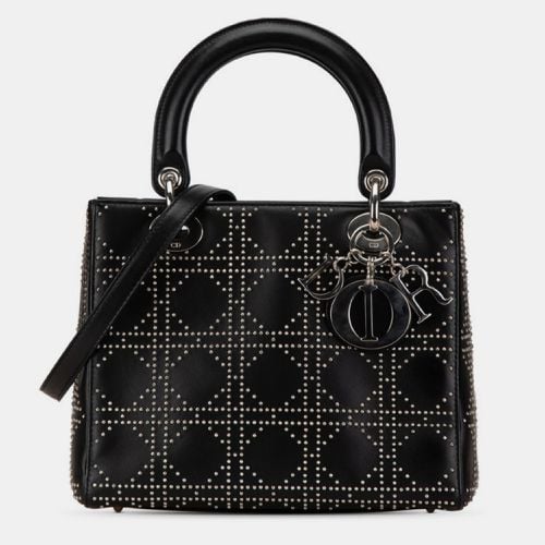 Christian Dior Black Leather Dior Lady Medium Cannage Studs Handbag - Dior - Modalova