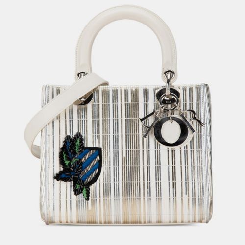 Christian White Gold Patent Leather Lady Medium Handbag - Dior - Modalova