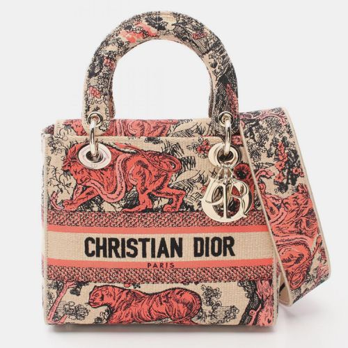 Christian Dior Beige Red Canvas Dior LADY D-LITE Medium Handbag - Dior - Modalova