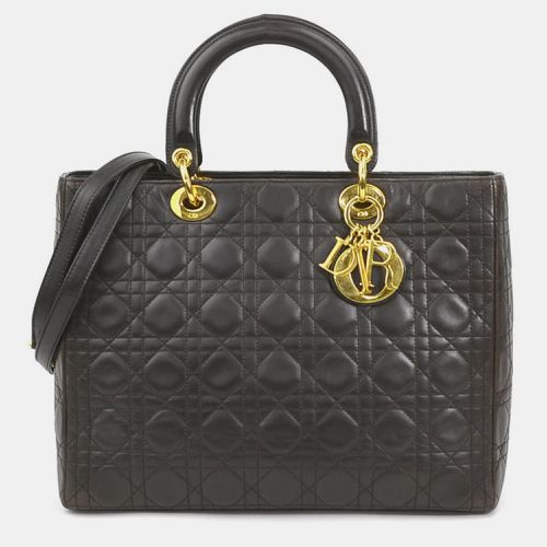 Christian Dior leather dark brown gold Lady handbag - Dior - Modalova