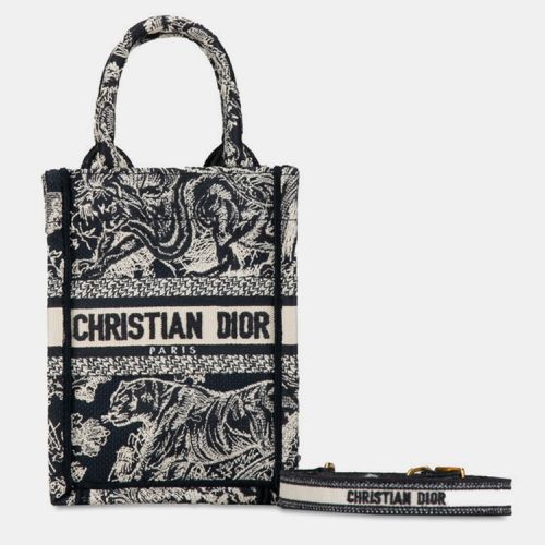 Christian Dior Navy White Jacquard Dior Reverse Toile de Jouy Embroidery Handbag - Dior - Modalova