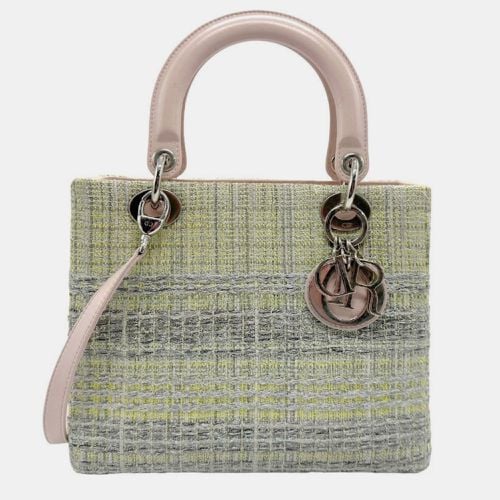 Christian Dior tweed leather green yellow light pink beige silver Lady handbag - Dior - Modalova