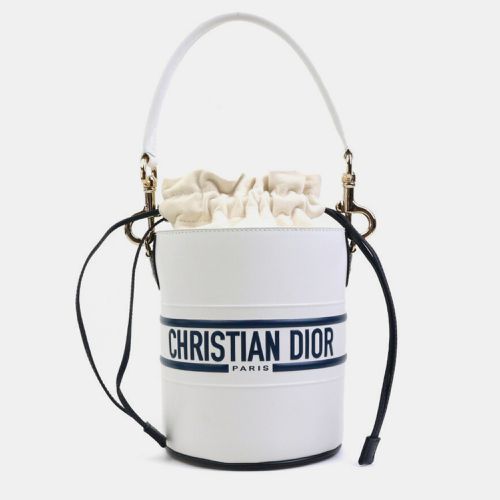 Christian Dior leather white navy gold Vibe Micro Bucket handbag - Dior - Modalova