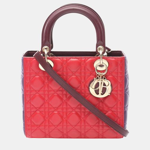 Dior Red Medium Tricolor Lambskin Cannage Lady Dior - Dior - Modalova