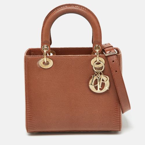 Dior Brown Lizard Medium Lady Dior Tote - Dior - Modalova