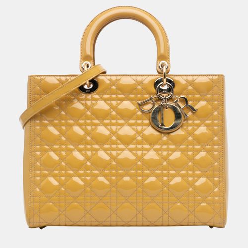 Dior Yellow Large Patent Cannage Lady Dior - Dior - Modalova