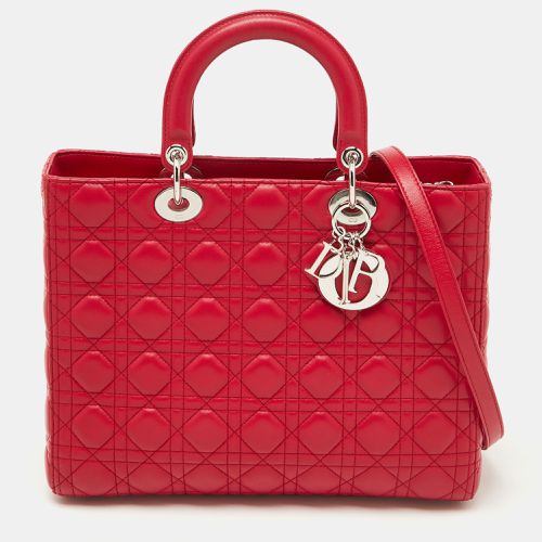 Dior Red Quilted Cannage Leather Large Lady Dior Tote - Dior - Modalova