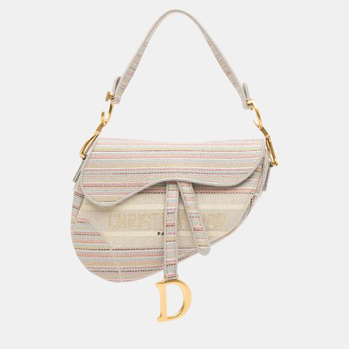 Dior Multicolor Embroidered Canvas Stripes Saddle Bag - Dior - Modalova