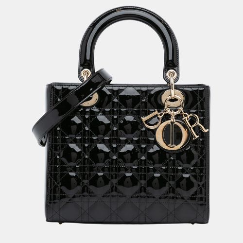 Dior Black Medium Patent Cannage Lady Dior - Dior - Modalova