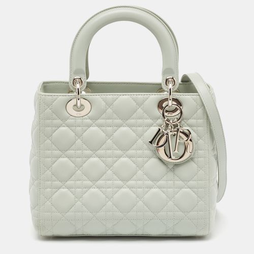 Dior Light Green Cannage Leather Medium Lady Dior Tote - Dior - Modalova