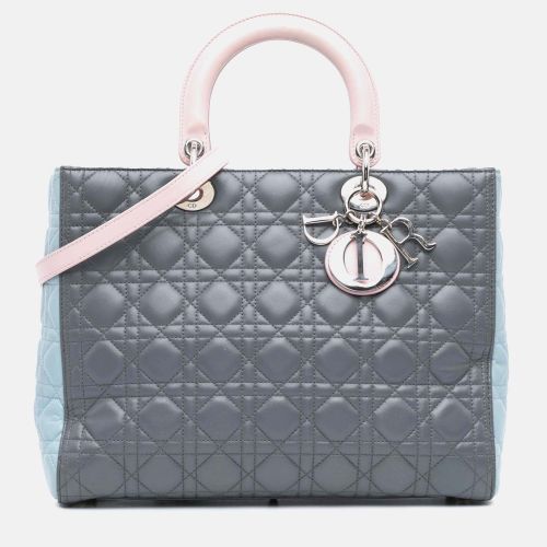 Dior Grey Multicolor Large Bicolor Lambskin Cannage Lady Dior - Dior - Modalova