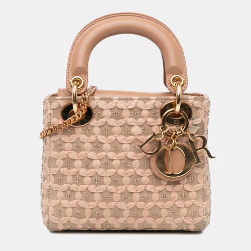 Dior Beige Leather and Suede Mini Beaded Ribbon Lady Dior - Dior - Modalova