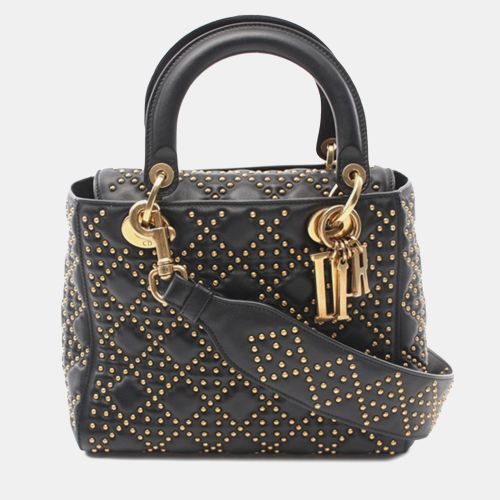 Dior Black Medium Lambskin Cannage Studded Supple Lady Dior - Dior - Modalova