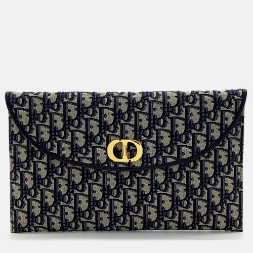 Dior Beige Navy Blue Fabric Oblique 30 Montaign Avenue Flap Pouch Bag - Dior - Modalova