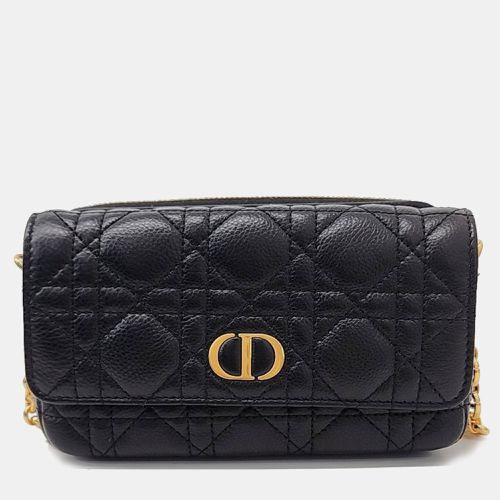 Dior Black Leather Caro Chain Pouch Bag - Dior - Modalova