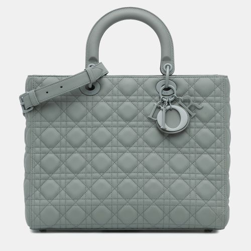 Dior Grey Leather Dior Large Ultra Matte Calfskin Cannage Lady Dior - Dior - Modalova