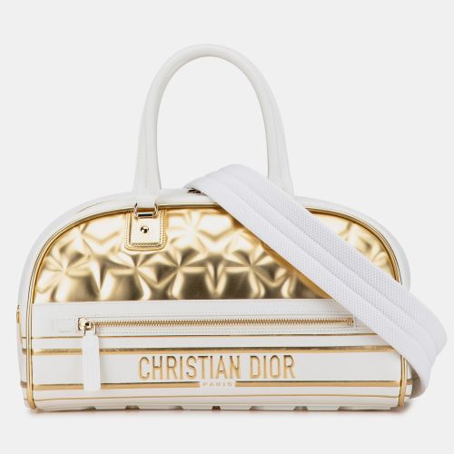 Dior White Leather Dior Medium Padded Etoile Leather Vibe Zip Bowling Bag - Dior - Modalova