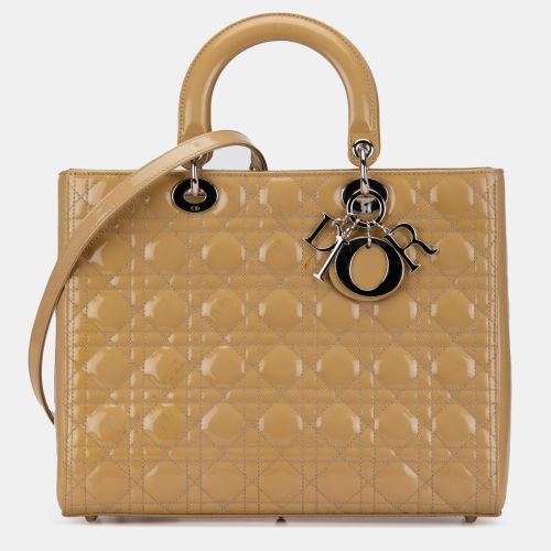 Dior Beige Patent Leather Dior Large Patent Cannage Lady Dior Bag - Dior - Modalova