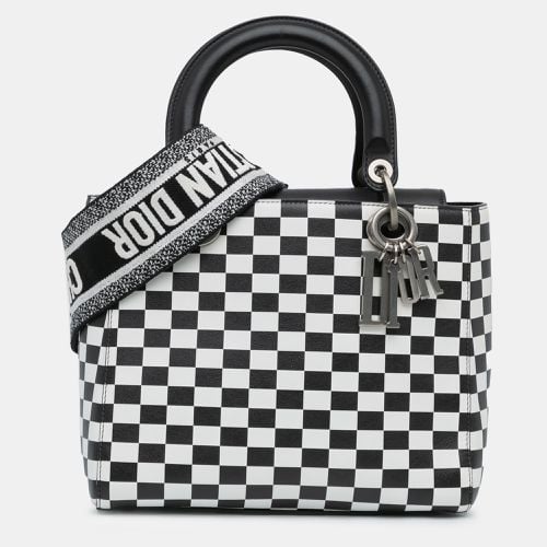 White Calf Leather Medium Checkered Lady Bag - Dior - Modalova