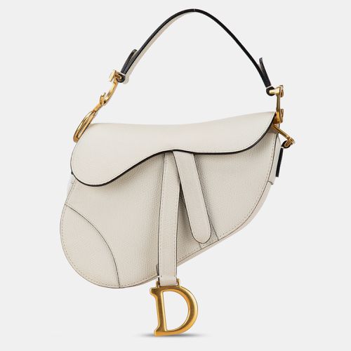 Dior White Leather Mini Leather Saddle Bag - Dior - Modalova