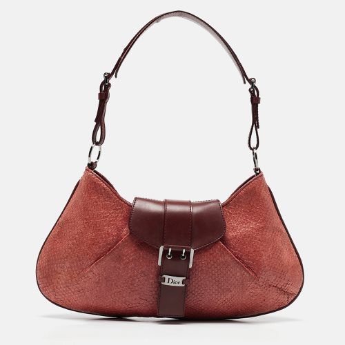 Snakeskin and Leather Buckle Flap Shoulder Bag - Dior - Modalova