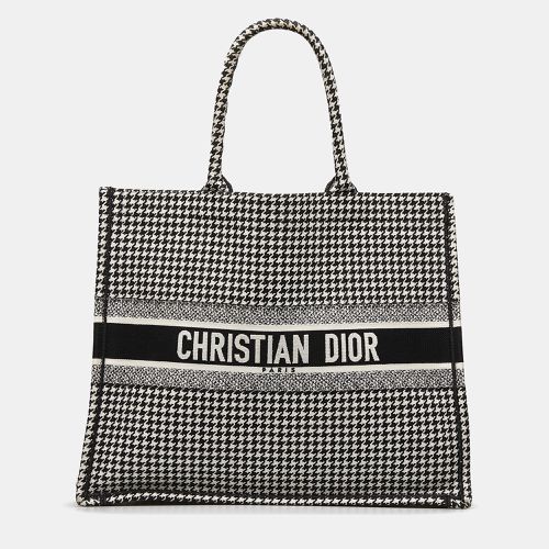 Dior Black Canvas and Fabric Dior Large Houndstooth Book Tote - Dior - Modalova