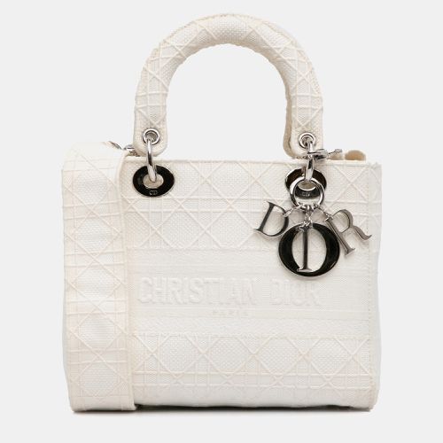 Dior White Canvas and Fabric Dior Medium Cannage Lady D-Lite - Dior - Modalova