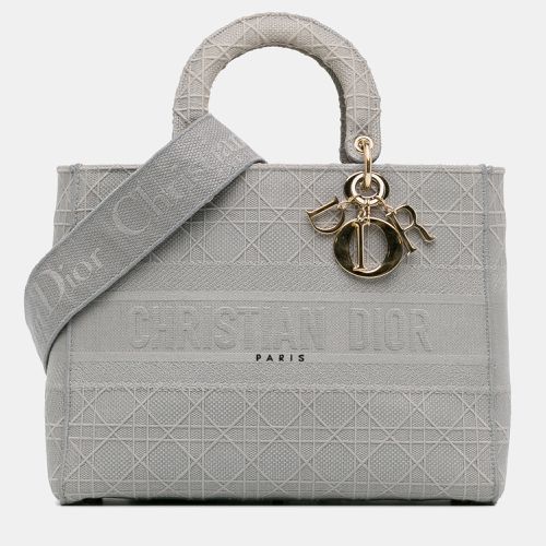 Dior Grey Canvas and Fabric Dior Large Cannage Lady D-Lite - Dior - Modalova