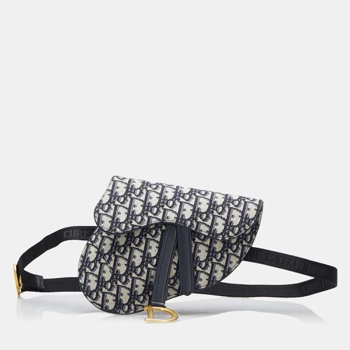 Dior Blue Canvas Oblique Saddle Belt Bag - Dior - Modalova