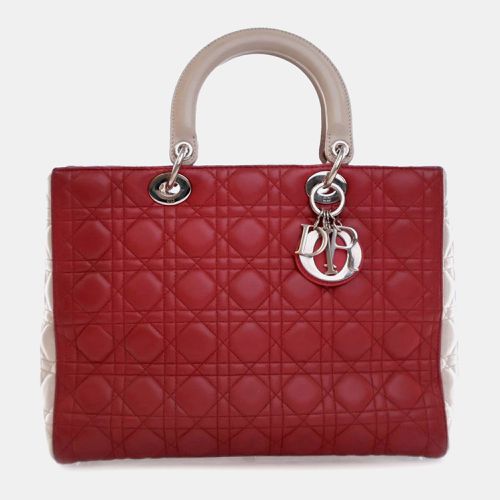 Dior Red Lambskin Leather Large Bicolor Cannage Lady Dior Bag - Dior - Modalova