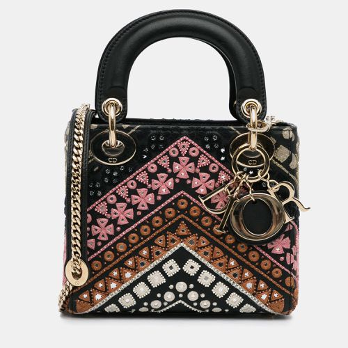 Dior Black Calf Leather Mini Embroidered Lady Dior Bag - Dior - Modalova