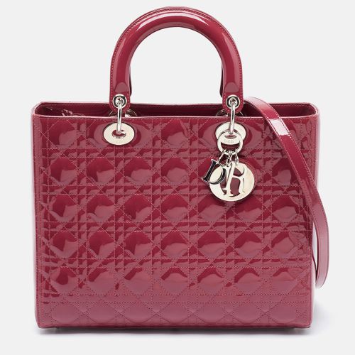 Dior Fuchsia Cannage Patent Leather Large Lady Dior Tote - Dior - Modalova