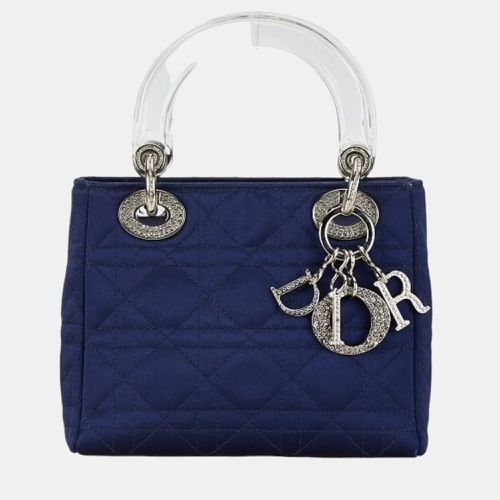 Christian Dior Navy Satin Plastic Dior Lady Rhinestone Handbag - Dior - Modalova