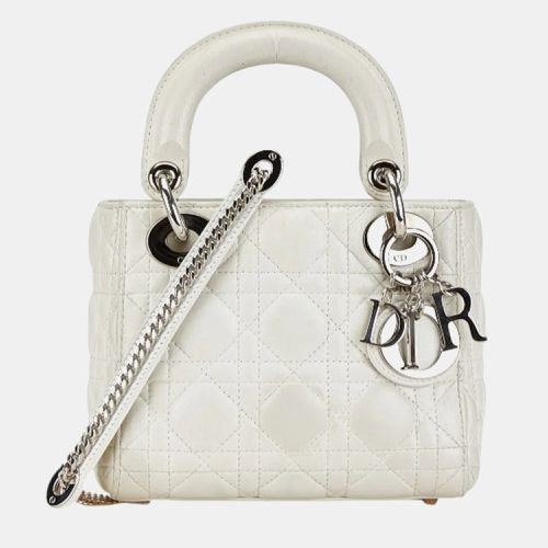 Christian Dior White Leather Dior Lady Cannage Handbag - Dior - Modalova