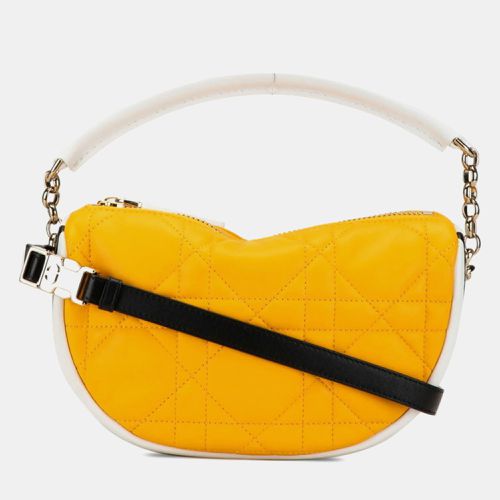 Christian Dior Yellow White Black Leather Dior Cannage Dior Vibe Small Hobo Bag - Dior - Modalova