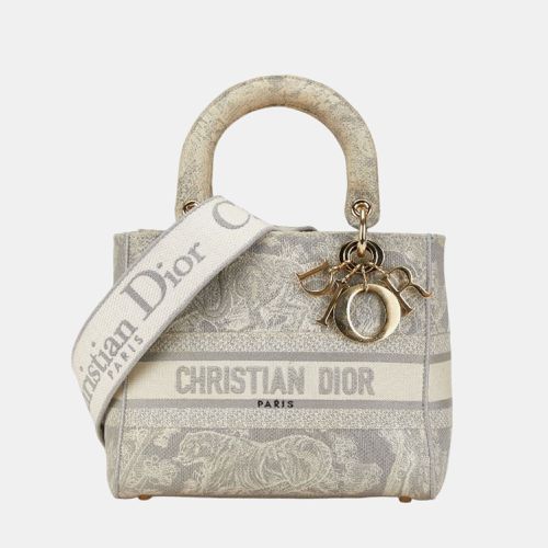 Christian Dior Grey White Jacquard Dior Lady Dee-Lite Handbag - Dior - Modalova