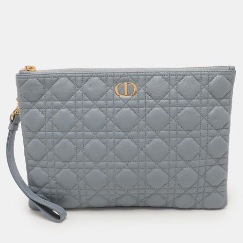 Dior Dust Blue Quilted Leather Caro Wristlet Clutch - Dior - Modalova