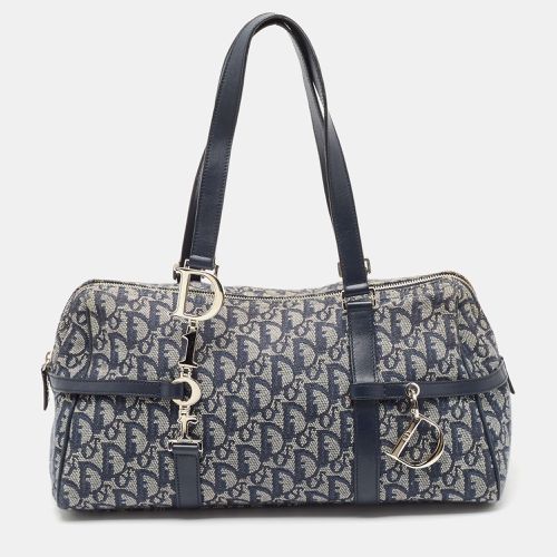 Dior Navy Blue Oblique Canvas and Leather Logo Charms Boston Bag - Dior - Modalova