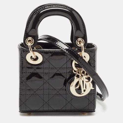 Dior Black Cannage Patent Leather Micro Lady Dior Tote - Dior - Modalova