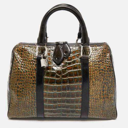 Dior Green/Black Crocodile Saddle Boston Bag - Dior - Modalova