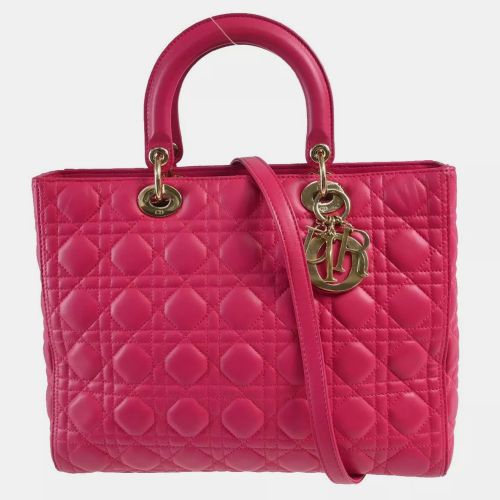 Christian Dior Pink Lambskin Lady Dior Cannage 2Way Handbag - Dior - Modalova