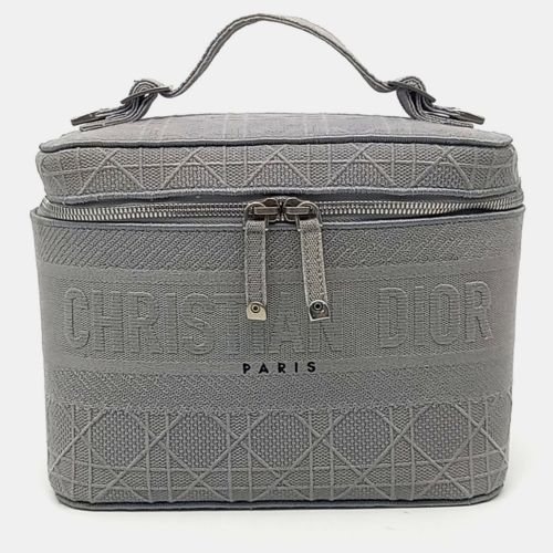 Dior Grey Fabric Cannage Embroidered Travel Vanity Bag - Dior - Modalova