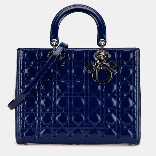 Dior Blue Large Patent Cannage Lady Dior - Dior - Modalova